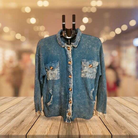 💙 Zenana Corduroy Button Down Jacket Size Large - Picture 1 of 7